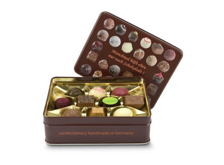 Geschenkartikel / Präsentartikel: Schokoladenauswahl - Pralinendose mit 125 g Werbeartikel