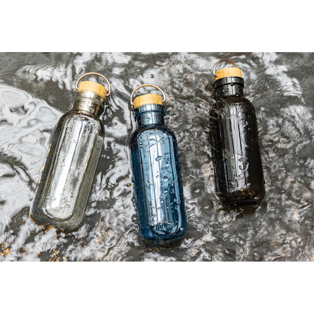 RCS rPET Flasche with Bambusdeckel und Griff Werbeartikel