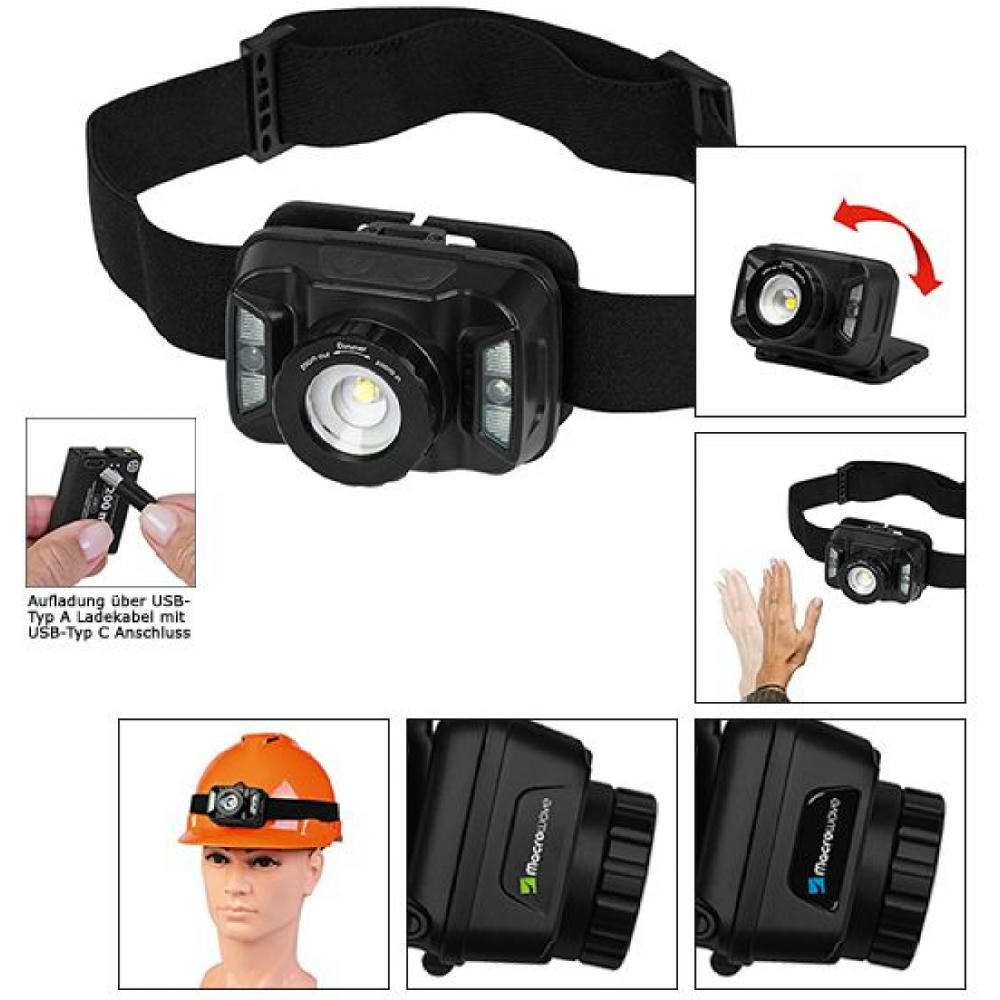 Product image Aufladbare LED Stirnleuchte mit Sensorfunktion "Focus Head Light Charge 220 L" Werbeartikel
