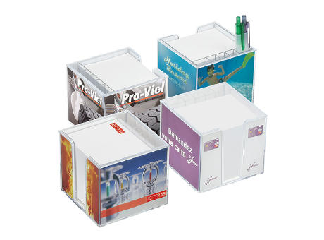 Zettelbox mit Köcher "Sigma", doppelwandig bedrucken