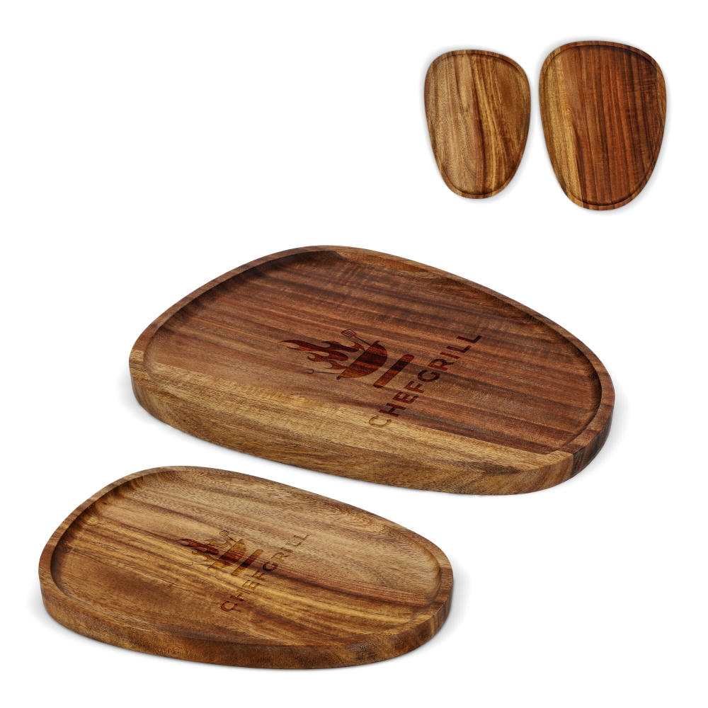 InSideOut 2er-Pack Holztabletts in Bioform Werbeartikel