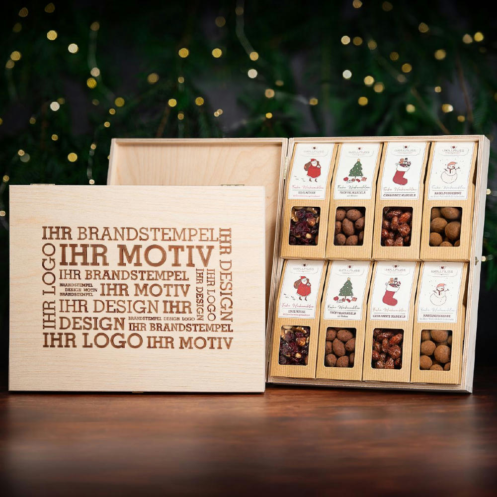 Product image 8 Weihnachts-Snacks in der Birkenholzbox Werbeartikel