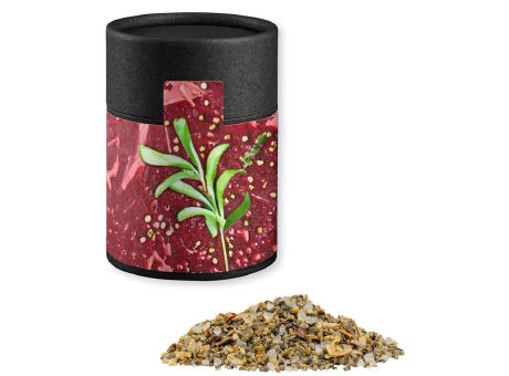 Product image Gewürzmischung Kräuter-Steakgewürz, ca. 45g, Kraftpapierdose Midi schwarz Werbeartikel
