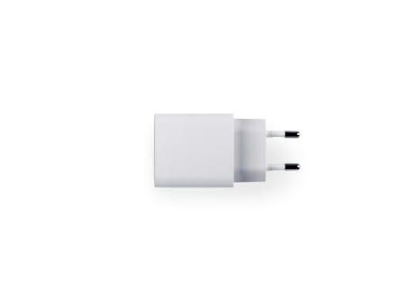 WEGENER. Ladegerät mit USB-A Anschluss 18W und USB-C 20W in Recyceltes ABS (100% rABS) Werbeartikel