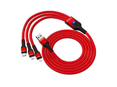 Robustes 3in1 Schnellaufladekabel mit Datentransferfunktion 129cm Grün bedrucken