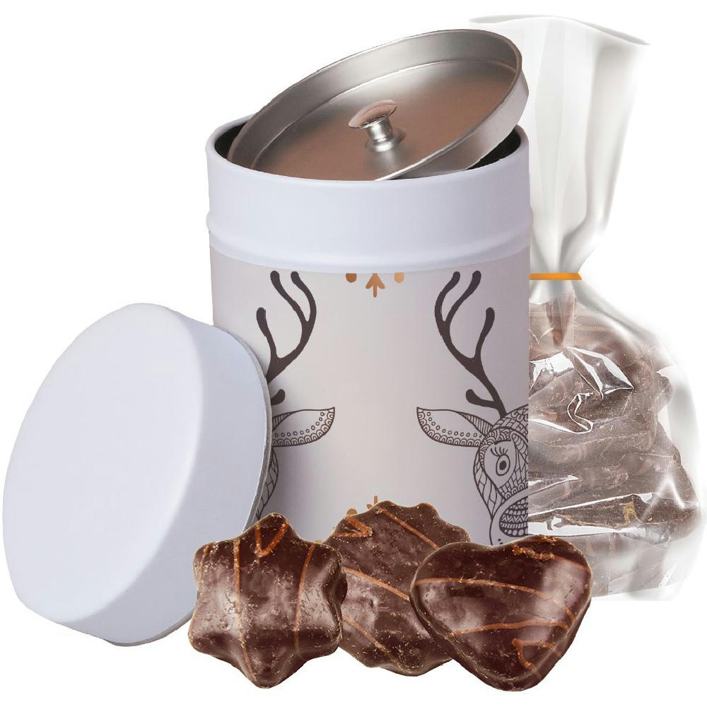 Product image Schoko-LebkuchenMix, ca. 100g, Beutel in Metalldose Maxi Werbeartikel