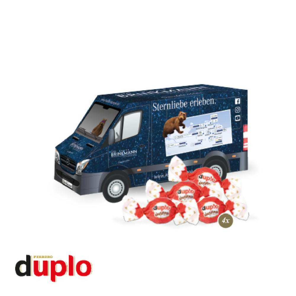 3D Präsent "Transporter" mit duplo Knusperlen Werbeartikel