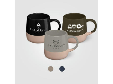 Atlas Keramikbecher mit Farbblock-Design - 445 ml Werbeartikel