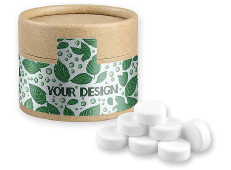 Pfefferminz Drops, ca. 40g, Kraftpapierdose Mini Werbeartikel