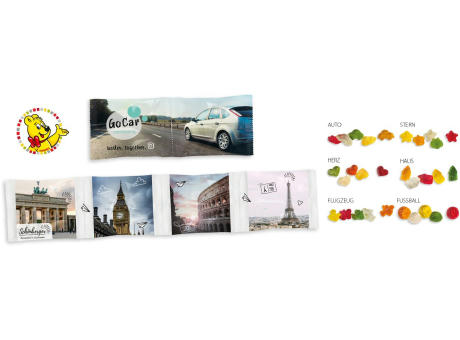 Product image HARIBO Kettenbeutel 4er, 20 g, Inhalt: HARIBO Autos Werbeartikel