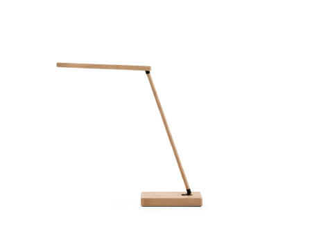 MOREY. Klappbare Schreibtischlampe mit superschnellem kabellosem 15W-Ladegerät aus Bambus Werbeartikel