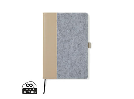 VINGA Albon A5-Notizbuch aus GRS recyceltem Filz Werbeartikel