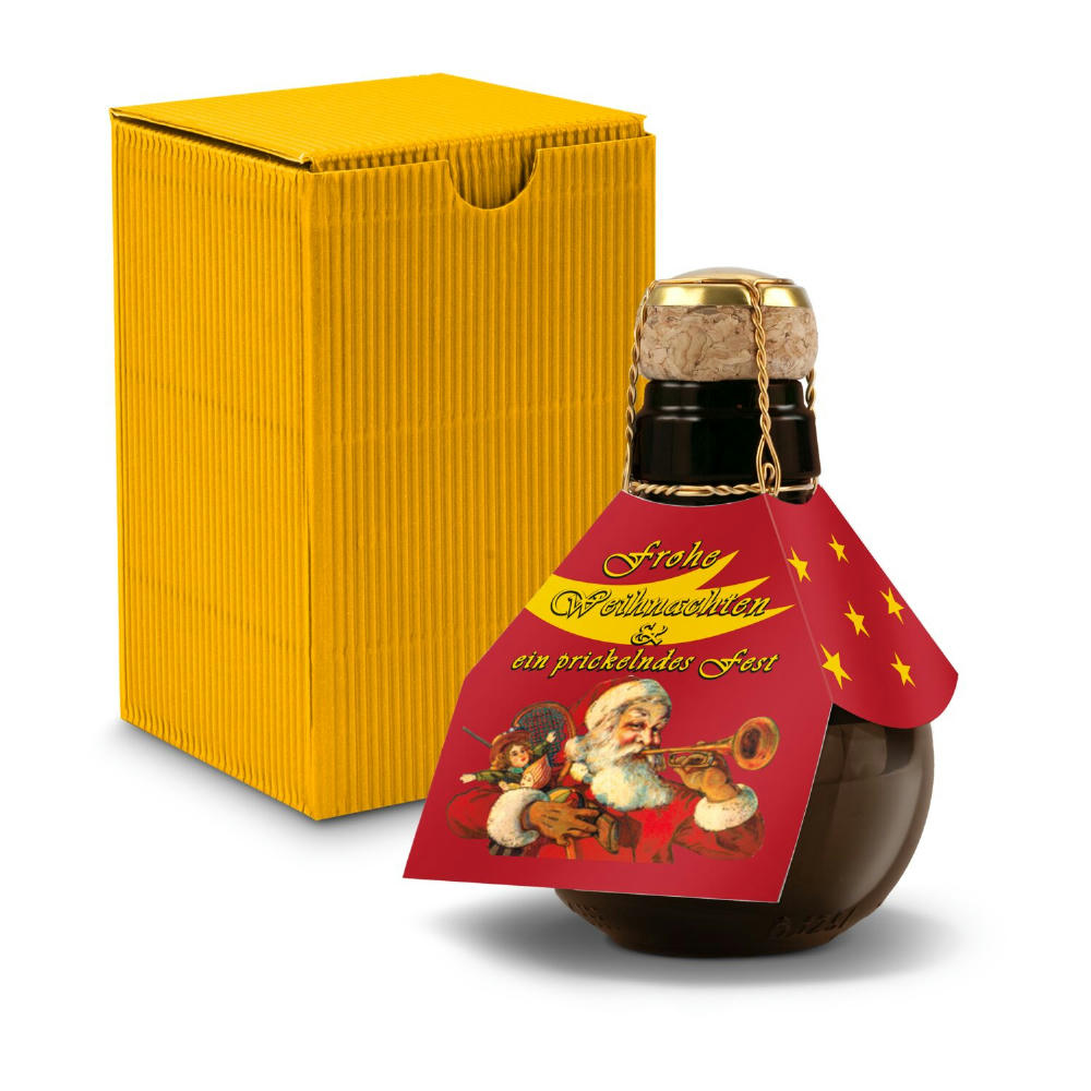 Product image Kleinste Sektflasche der Welt! Weihnachtsgruß - Inklusive Geschenkkarton in Gelb, 125 ml Werbeartikel