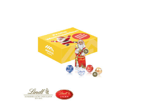 Santa Werbebox mit Lindt Minis und Nikolaus Werbeartikel