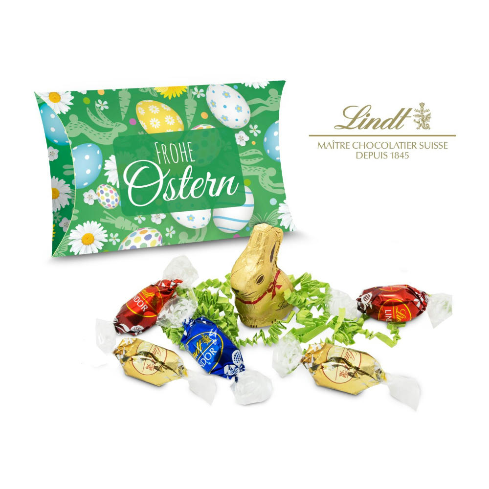 Product image Geschenkartikel / Präsentartikel: Lindt Ostertasche inkl. Lindt-Goldhase - auch in individueller Kissenverpackung Werbeartikel