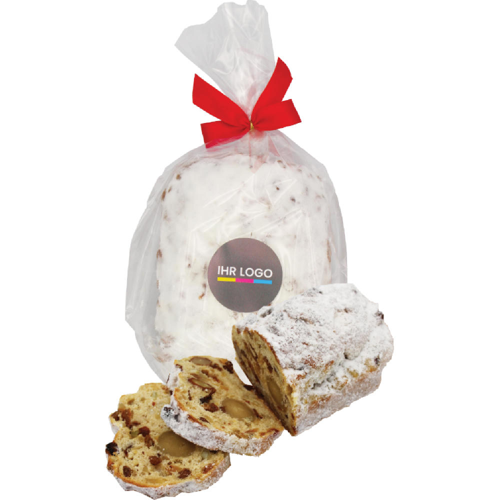 Product image Christstollen 500gr. mit bedruckten Aufkleber Werbeartikel