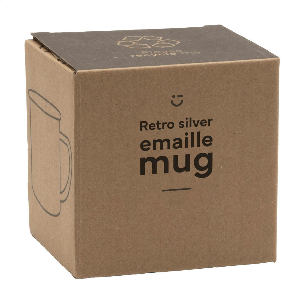 Retro Silver Emaille Tasse 350 ml Werbeartikel