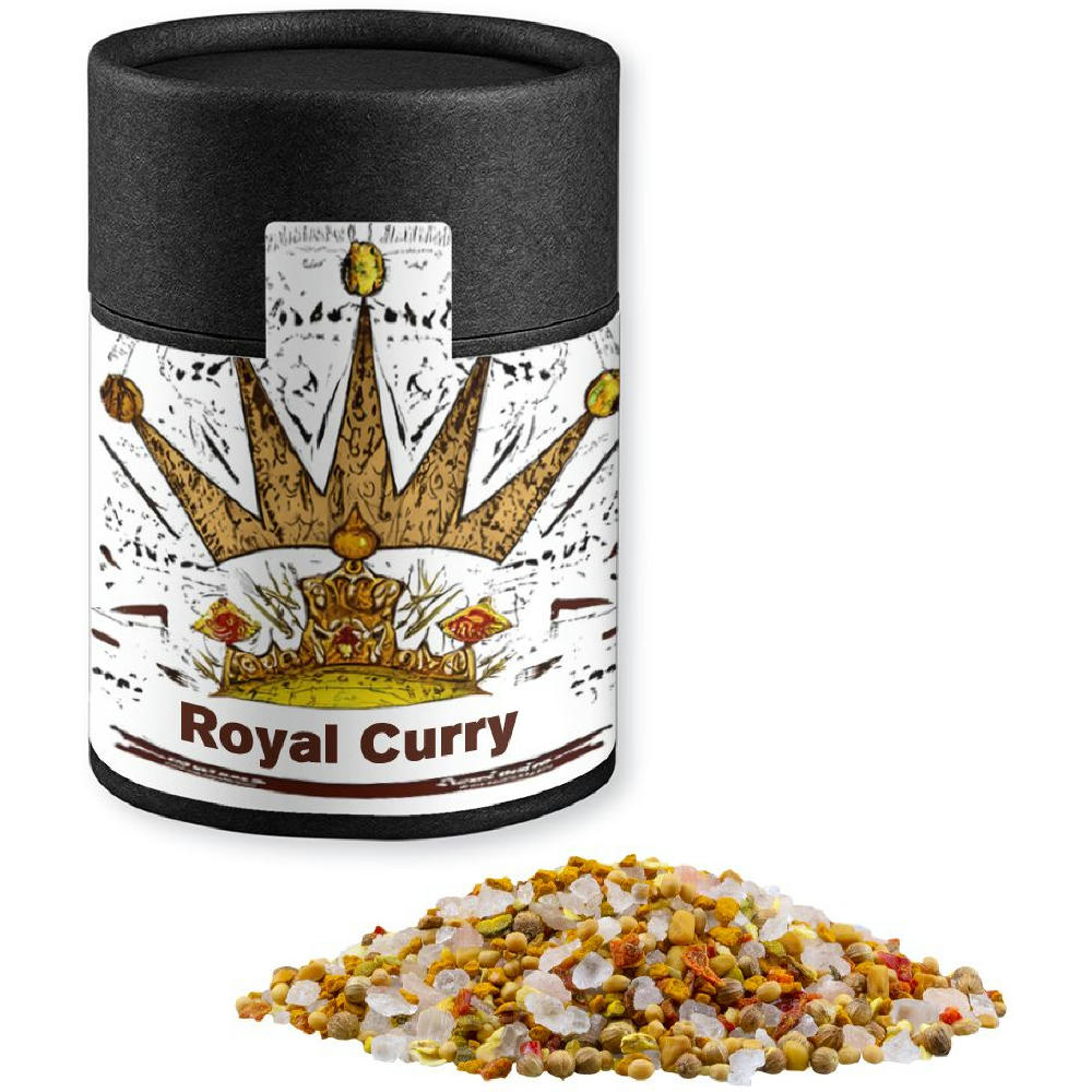Product image Royal Curry, ca. 110g, Kraftpapierdose Midi schwarz Werbeartikel