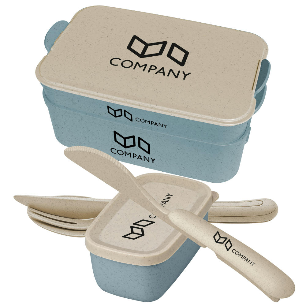 Koziol STAKK BENTOBOX READY Bentobox 2l+Liquidsafe Box+Besteckset Werbeartikel
