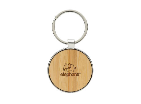 Schlüsselanhänger aus RCS rec. Zinklegierung mit Bambus bedrucken