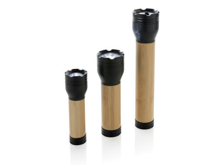 Lucid 3W Taschenlampe aus RCS recycelt. Kunststoff & Bambus Werbeartikel