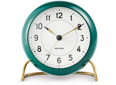 Arne Jacobsen Station Tischuhr mit Alarmfunktion grün Ø11cm bedrucken