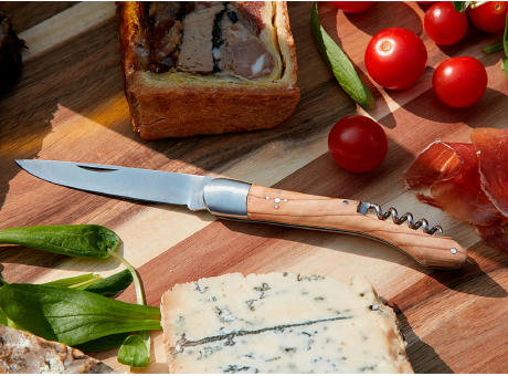 Taschenmesser 'Heritage', 12cm, Korkenzieher, Olivenholz Werbeartikel