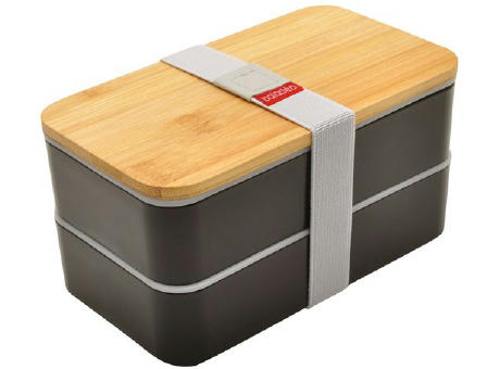 Product image Bento 'Nagano', schwarz, mit Bambusdeckel Werbeartikel