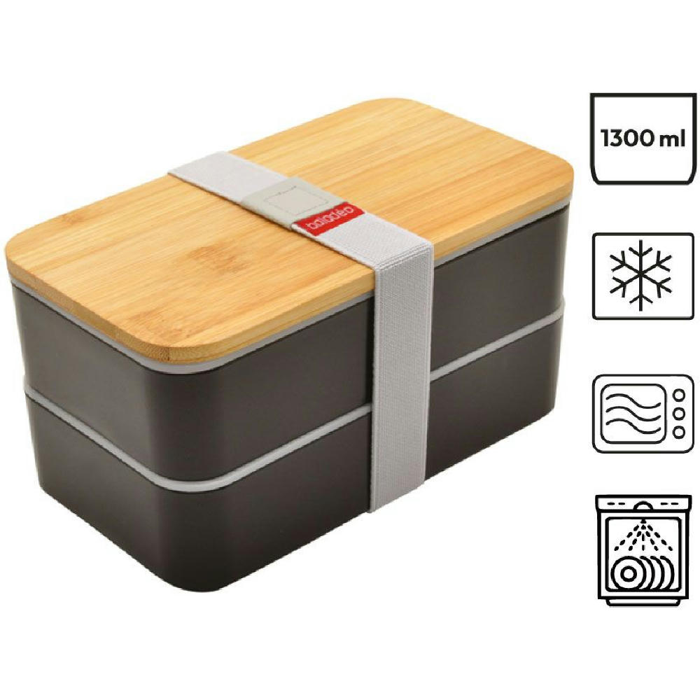 Product image Bento 'Nagano', schwarz, mit Bambusdeckel Werbeartikel