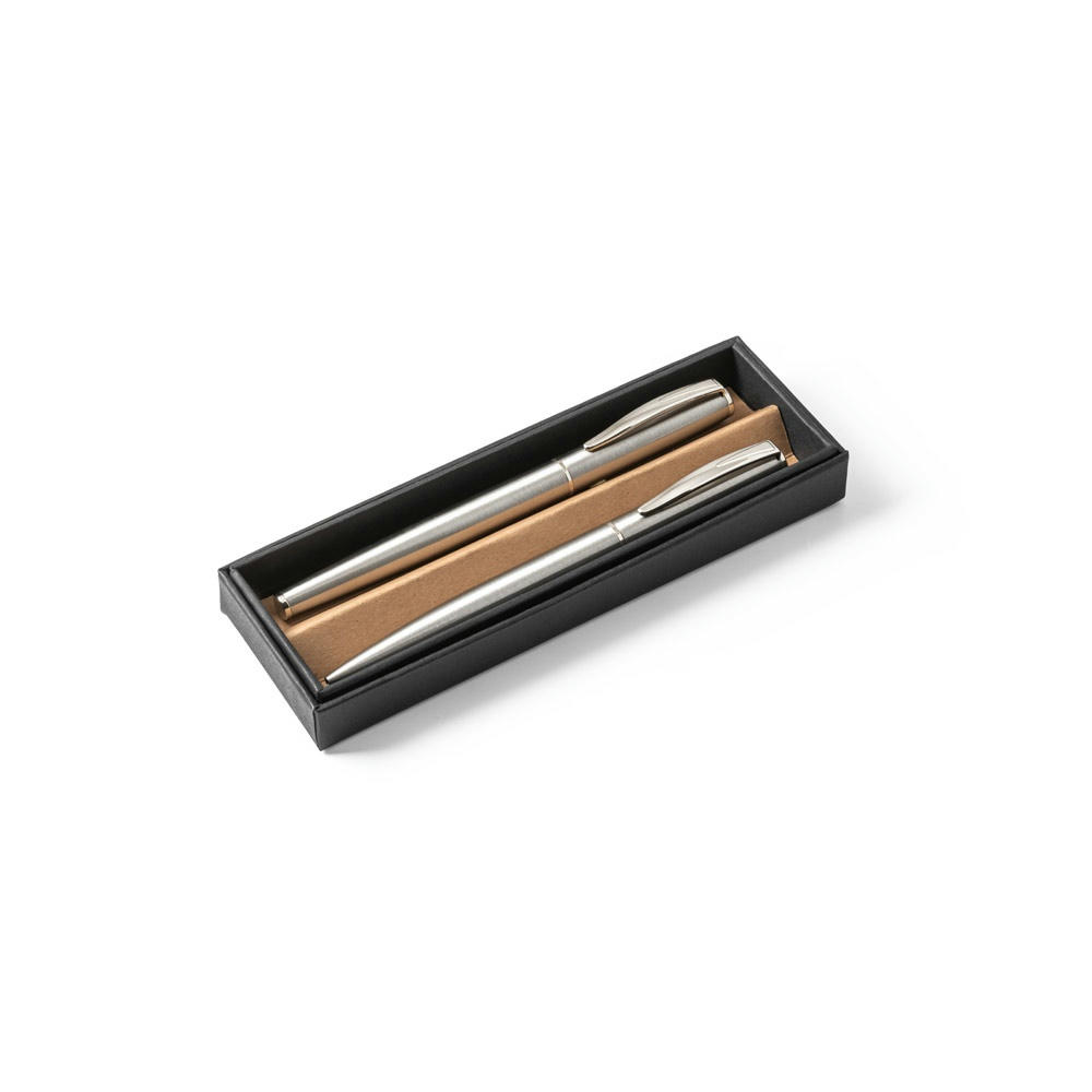 Product image ELLA. Roller- und Kugelschreiberset mit Gehäuse aus Edelstahl (53% rSS) und Clip Werbeartikel