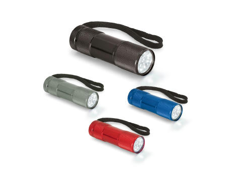 FLASHY. Taschenlampe aus Aluminium mit 9-LEDs Werbeartikel