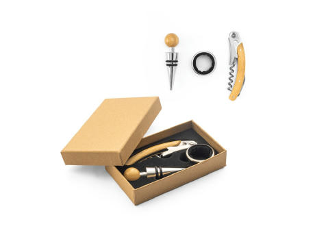 SAVORY. Weinset aus Bambus und Edelstahl Werbeartikel