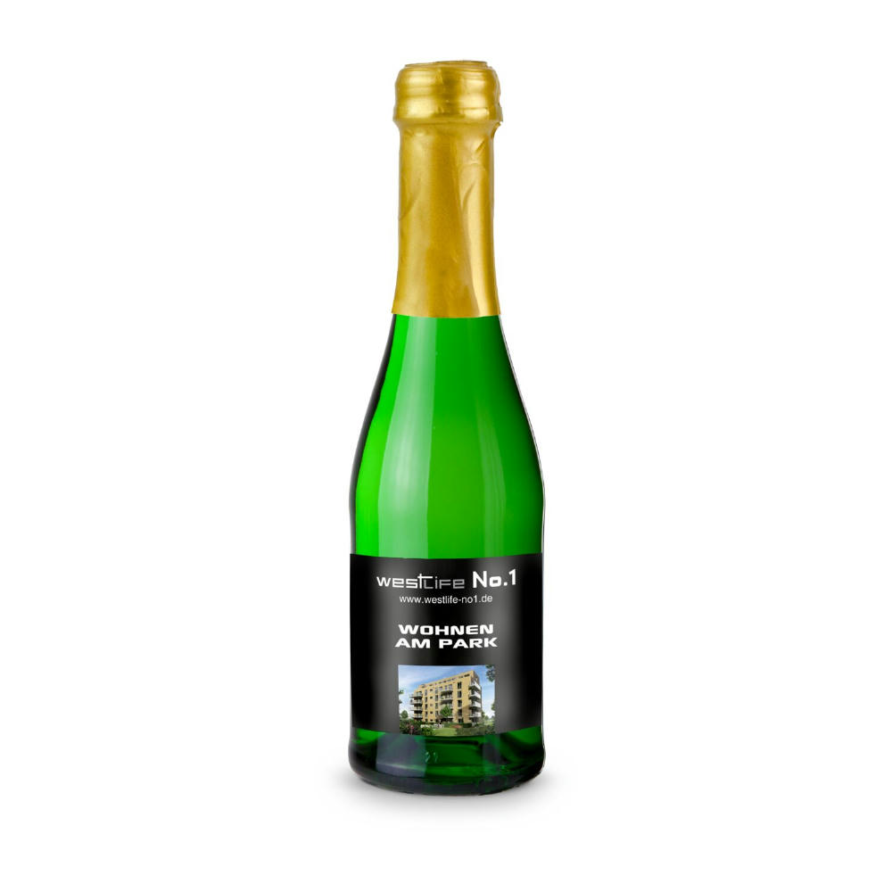 Product image Sekt Cuvée Piccolo - Flasche grün - Kapselfarbe Gold, 0,2 l Werbeartikel