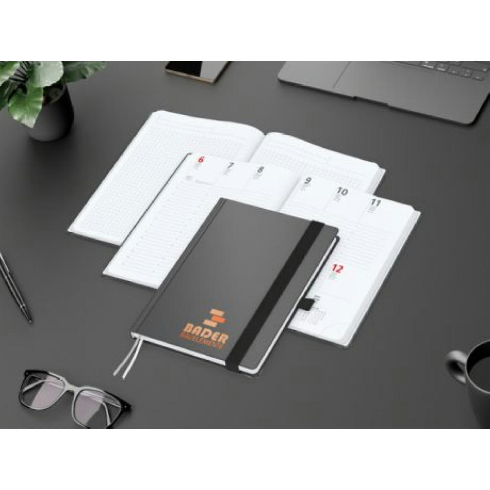 Wochenkalender vorne + Notizen hinten Vision-Hybrid EXPRESS Kunstleder-Hardcover Werbeartikel