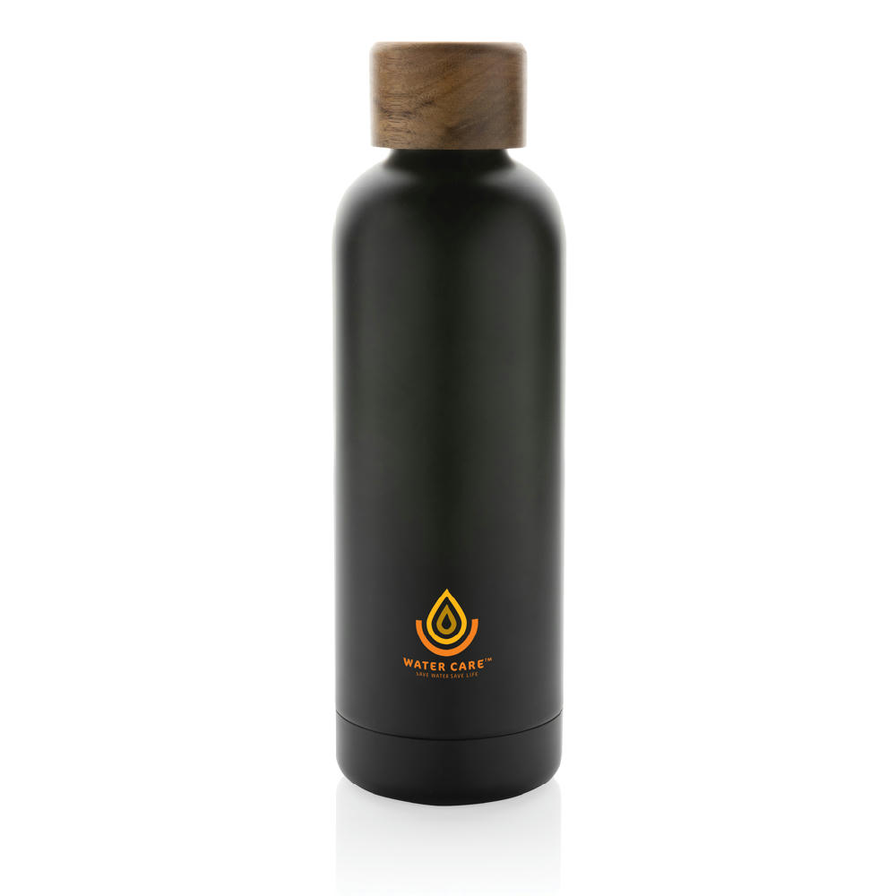 Wood Vakuumflasche aus RCS recyceltem Stainless-Steel Werbeartikel