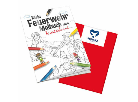 Malbuch / Mal-Set A6 - Feuerwehr - Malbuch neutral Werbeartikel