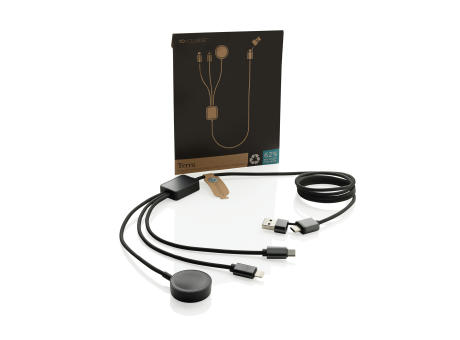 Terra RCS rPET 6-in-1-Ladekabel mit Uhrenladegerät Werbeartikel