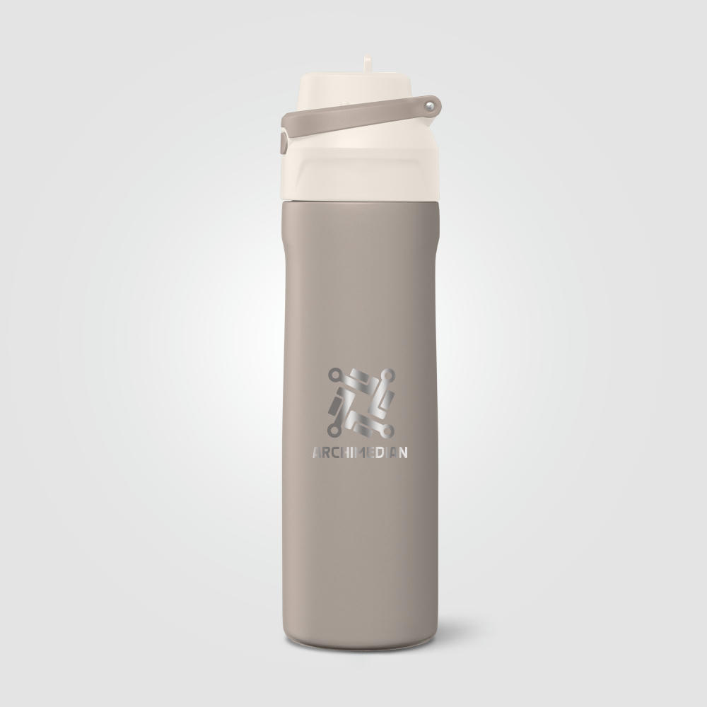 Product image Lynk Trinkflasche mit Trinkhalm-Deckel und wasserdicht aus recyceltem Edelstahl - 680 ml Werbeartikel