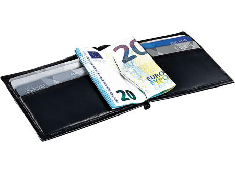 Product image Kompaktes RFID Leder-Etui mit Geldscheinklammer und Kartenfächern Werbeartikel