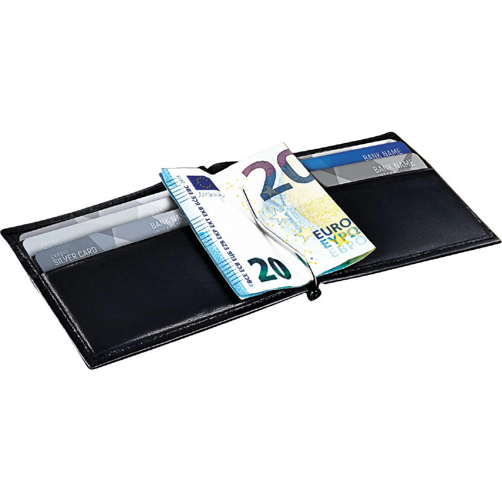Product image Kompaktes RFID Leder-Etui mit Geldscheinklammer und Kartenfächern Werbeartikel