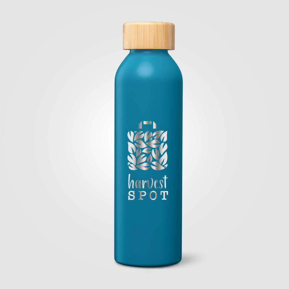 Eden Trinkflasche mit Bambusverschluss aus recyceltem Edelstahl - 590 ml Werbeartikel