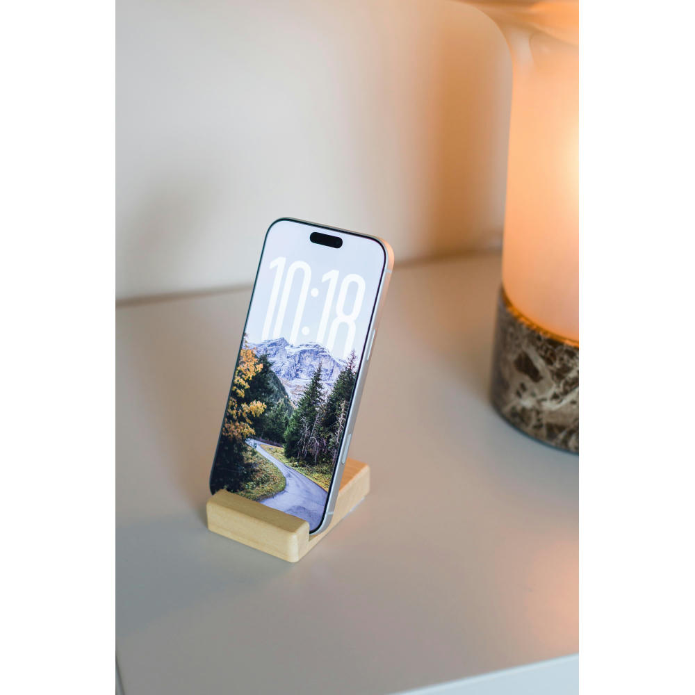 Telefonhalter Nyla | Recyceltes Holz Werbeartikel