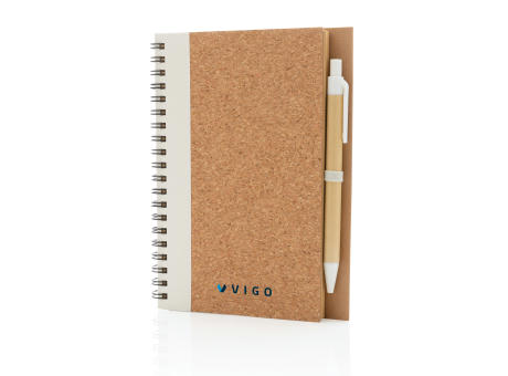 Kork Spiral-Notizbuch mit Stift Werbeartikel