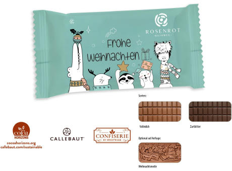Product image Schokolade 100 g Tafel im Flowpack, 1 Stück, Inhalt: Callebaut Vollmilch Werbeartikel