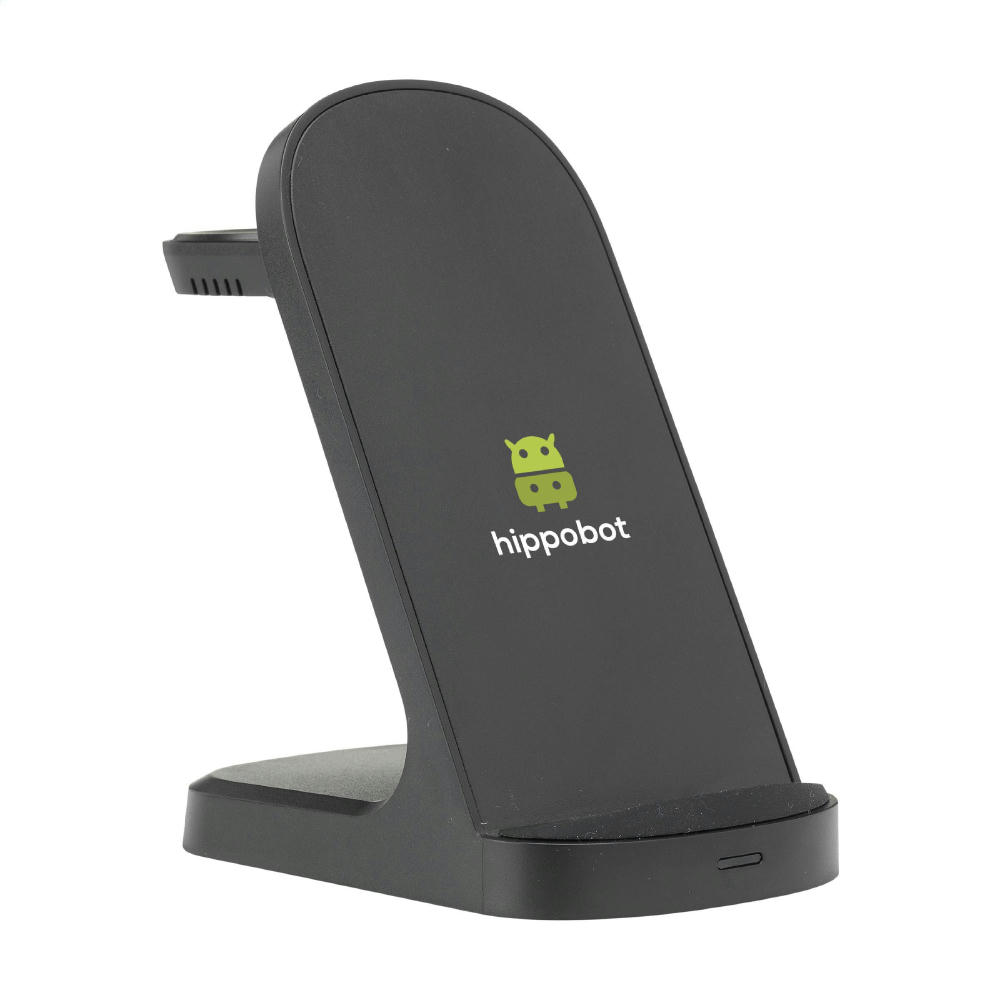 Product image Triple-Up RCS Recycled ABS Wireless Charger Stand Werbeartikel
