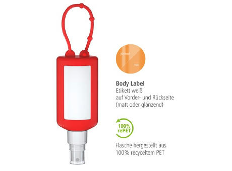 50 ml Bumper rot  - Lavendel-Spray - Body Label Werbeartikel