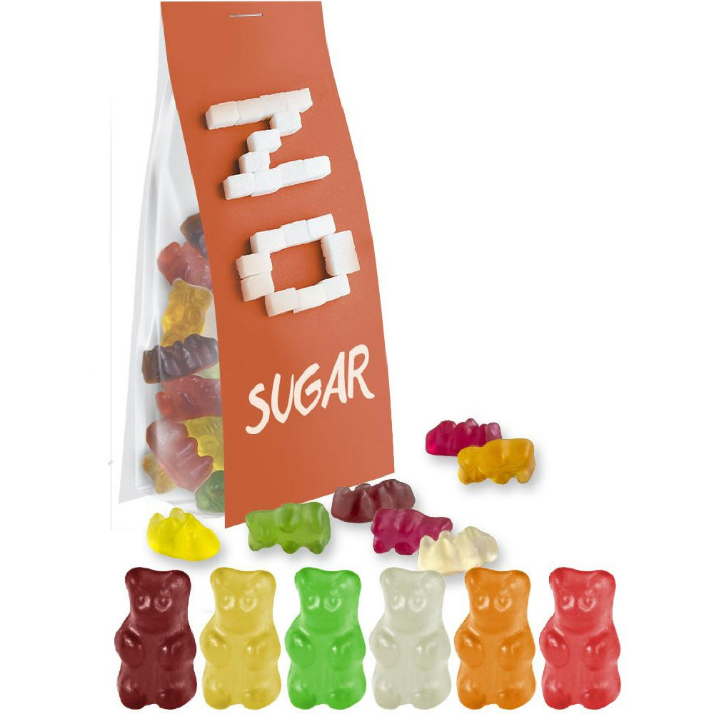 Product image Gummibärchen zuckerfrei, ca. 40g, Express Blockbodenbeutel mit Werbereiter Werbeartikel
