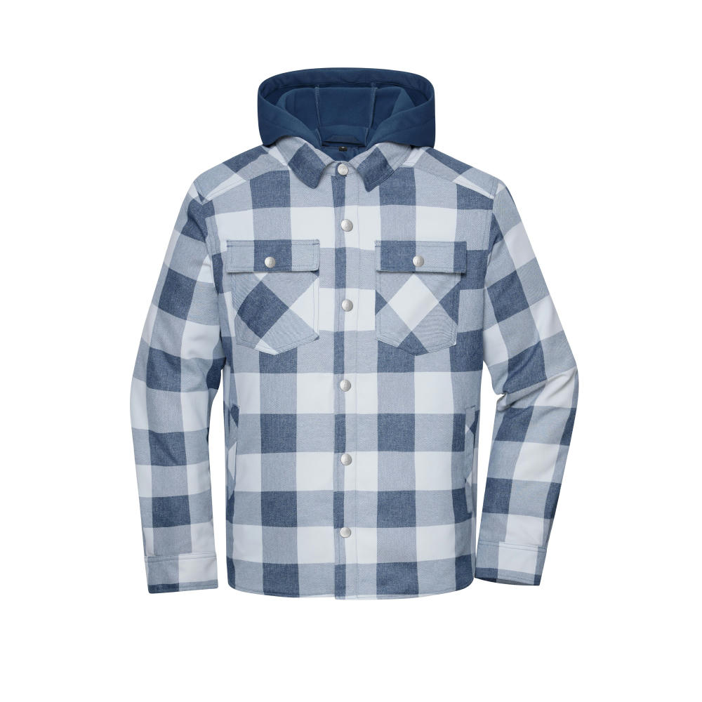 Workwear Check Shirt Jacket - Wattiertes Karohemd mit Kapuze Werbeartikel