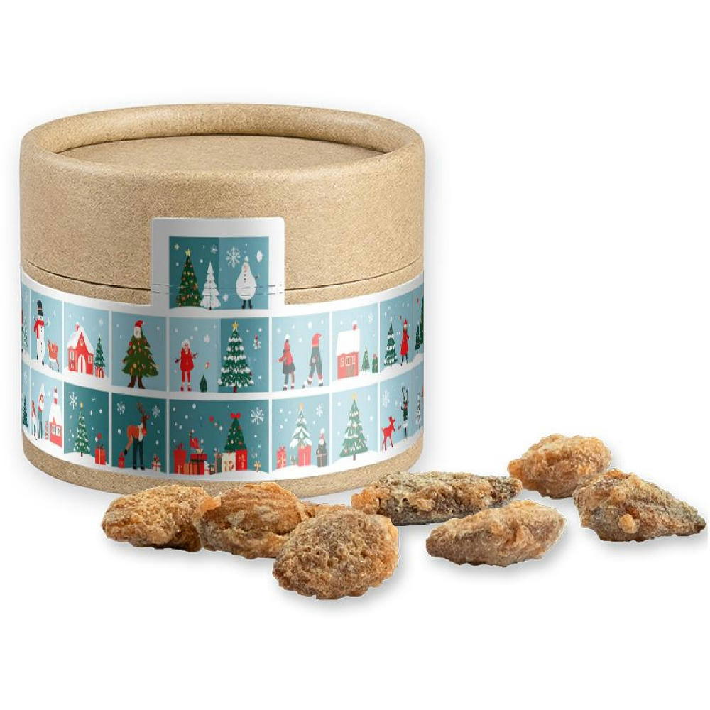 Product image Feuergebrannte Mandeln ohne Zuckerzusatz, ca. 40g, Kraftpapierdose Mini Werbeartikel