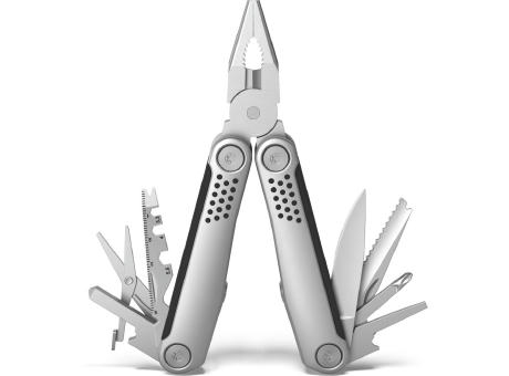 RICHARTZ STRUKTURA tool 25+: Multitool-Zange mit gelochten Griffen und ausgeklappten Werkzeugen – Werbeartikel mit Logo